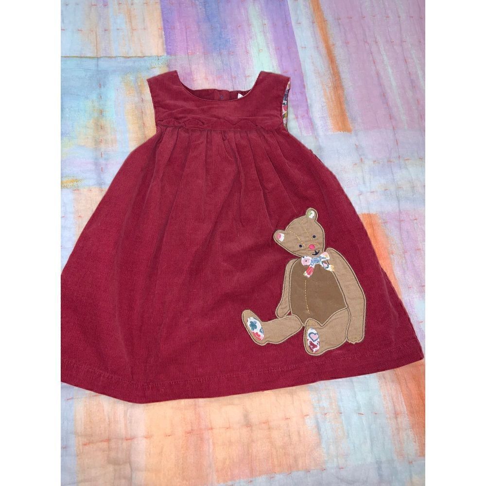 Mini boden bear pinafore corduroy 6-12m